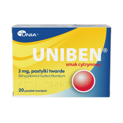 Uniben smak cytrynowy, 3 mg, pastyl.twarde, 20 szt
