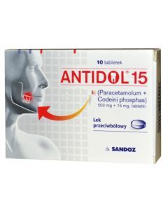 Antidol 15, 500 mg+15 mg, tabletki, 10 szt.