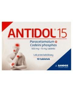 Antidol 15, 500 mg+15 mg, tabletki, 10 szt.