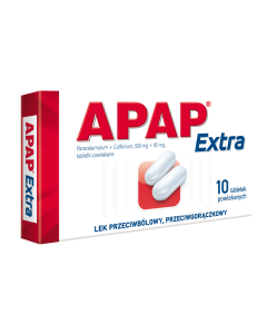 Apap Extra, 500 mg + 65 mg, tabletki powlekane, 10 szt.