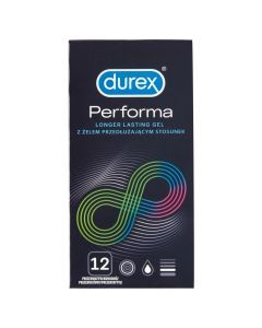 Durex Performa, prezerwatywy ze środkiem nawilżającym, 12 szt.
