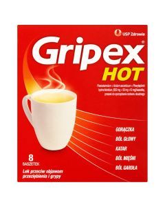 Gripex Hot, proszek do sporządzania roztworów, 8 saszetek