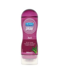 Durex Play 2w1 Massage Lube, żel do masażu i nawilżający żel intymny z kojącym aloesem, 200 ml