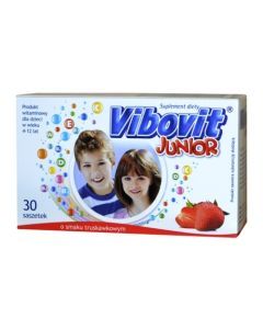 Vibovit Junior, proszek w saszetkach o smaku truskawkowym, 2 g, 30 szt.