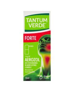Tantum Verde Forte, 3 mg/ml, aerozol do stosowania w jamie ustnej i gardle, 15 ml