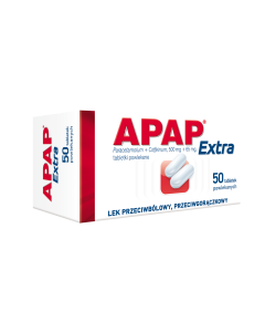 Apap Extra, 500 mg + 65 mg, tabletki powlekane, 50 szt. (butelka)