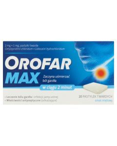 Orofar MAX, 2 mg + 1 mg, pastylki twarde, 20 szt.