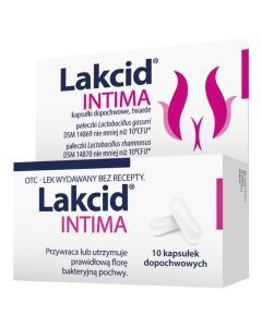 Lakcid Intima, kapsułki dopochwowe, twarde, 10 szt.