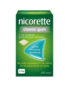 Nicorette Classic Gum, 2 mg, guma do żucia, 105 szt.
