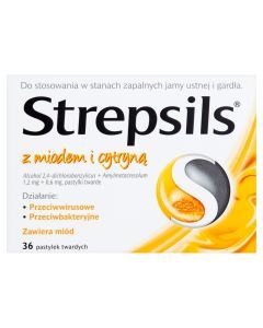 Strepsils z miodem i cytryną, pastylki twarde, 36 szt.