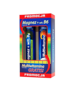 Zestaw Promocyjny Zdrovit Magnez + Witamina B6, tabletki musujące, 24 szt.+ Zdrovit Multiwitamina, 20 szt. GRATIS