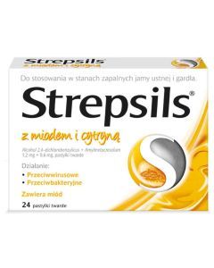 Strepsils z miodem i cytryną, pastylki twarde, 24 szt.