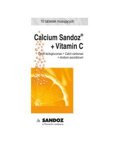 Calcium-Sandoz+Vitamin C, tabl.musuj., 10 szt