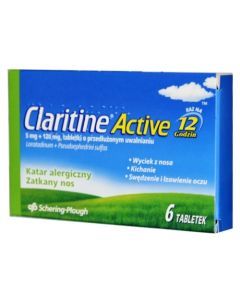 Claritine Active, 5 mg + 120 mg, tabletki o przedłużonym uwalnianiu, 6 szt.