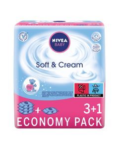 Nivea Baby Soft & Cream, chusteczki dla niemowląt, 4 x 63 szt.