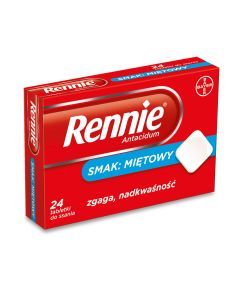 Rennie Antacidum, 680 mg+80 mg, tabletki do ssania, smak miętowy, 24 szt.