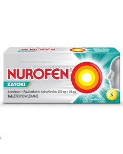 Nurofen Zatoki, 200 mg + 30 mg, tabletki powlekane, 24 szt.