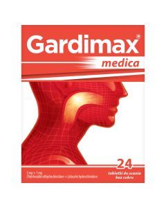 Gardimax medica, 5 mg + 1 mg, tabletki do ssania, 24 szt.