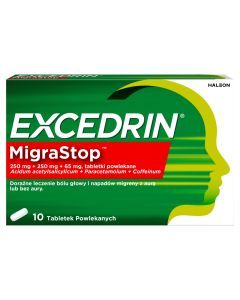Excedrin MigraStop, 250 mg + 250 mg + 65 mg, tabletki powlekane, 10 szt.