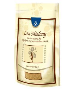 Len mielony, odtluszczony, (Oleofarm), 450 g,doypack