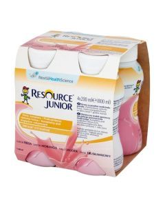 Resource Junior, płyn o smaku truskawkowym, 4 x 200 ml