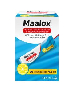 Maalox, (460 mg+400 mg)/4,3ml, zaw.doustna, 20 saszet.