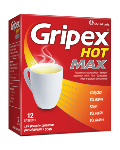 Gripex Hot MAX, proszek do sporządzania roztworu doustnego, 12 saszetek