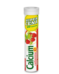 Calcium + witamina C, tabletki musujące o smaku poziomkowym, 20 szt.