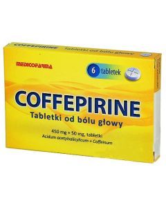 Coffepirine Tabletki od bólu głowy, 450mg + 50mg, tabletki, 12 szt.