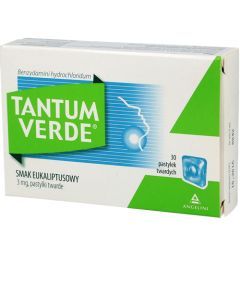 Tantum Verde smak eukaliptusowy, 3mg, pastylki twarde, 30 szt.