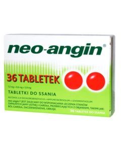 Neo-Angin, 1,2 mg+0,6 mg+5,9 mg, tabletki do ssania, 36 szt.