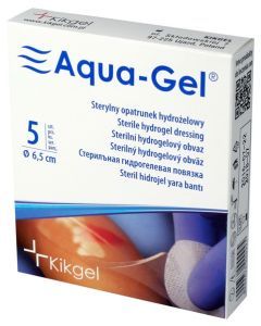 Aqua-Gel, opatrunek hydrożelowy, średnica 6,5 cm, 5 szt.