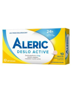 Aleric Deslo Active 5mg, 10 tabletek, na alergię i katar sienny