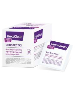 HexaClean, chusteczki do specjalistycznej higieny i pielęgnacji brzegów powiek, 20 szt
