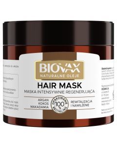 Biovax Argan, Kokos, Makadamia, maska intensywnie regenerująca, 250 ml