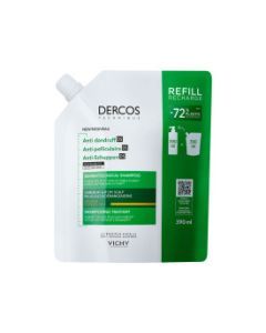 Vichy Dercos, szampon przeciwłupieżowy, włosy suche, refill, 390ml