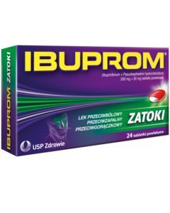 Ibuprom Zatoki, 200 mg + 30 mg, tabletki powlekane, 24 szt.