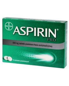 Aspirin Pro, 500 mg, tabletki powlekane, 8 szt.