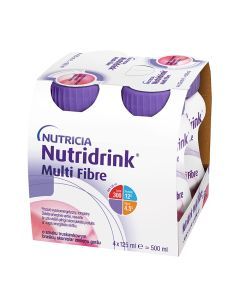 Nutridrink Multi Fibre, smak truskawkowy, płyn, 4 x 125 ml