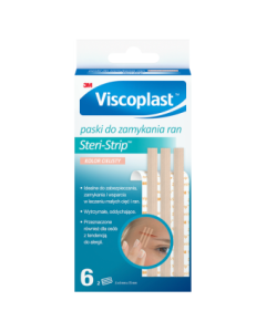 Viscoplast Steri-Strip, paski do zamykania ran, 6 mm x 75 mm, cieliste, 6 szt.