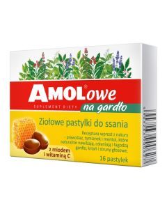 Amolowe na gardło, pastylki do ssania, z miodem i witaminą C, 16 szt.