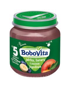 BoboVita, banany, jablka i owoce jagodowe, po 5 m-cu, 125 g
