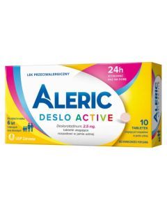 Aleric Deslo Active 2,5mg, 10 tabletek, na alergię i katar sienny dla dzieci