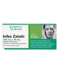 Infex Zatoki, 200 mg+30 mg, tabl.powl.,  12 szt