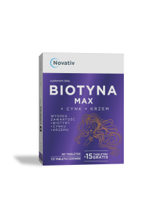 Novativ Biotyna Max+ Cynk+ Krzem, tabletki 75 sztuk (60+15)