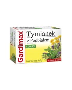 Gardimax Tymianek z Podbiałem + 20 ziół, pastylki do ssania, 24 szt.