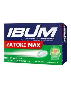 Ibum Zatoki Max, 400 mg + 60 mg, tabletki powlekane, 12 szt.