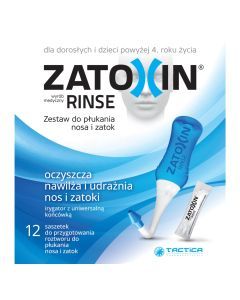Zatoxin Rinse Zestaw do płukania nosa i zatok, 12 saszetek + irygator