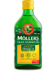 Mollers Gold Tran Norweski, płyn o smaku cytrynowym, 250 ml