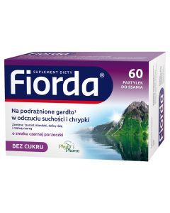 Fiorda, pastylki do ssania o smaku czarnej porzeczki, 60 szt.